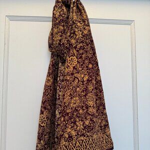 Luxurious Silk Brown and Gold Scarf. Excellent condition.